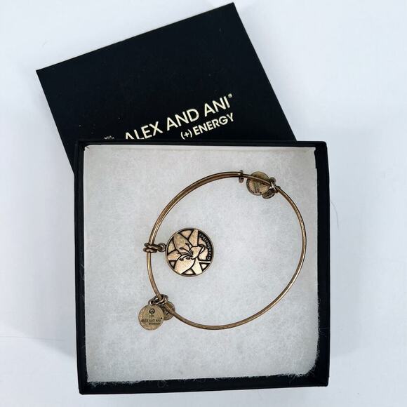 New in Box Alex & Ani Grandmother Rustic Gold Finish Bangle Bracelet - Picture 1 of 2